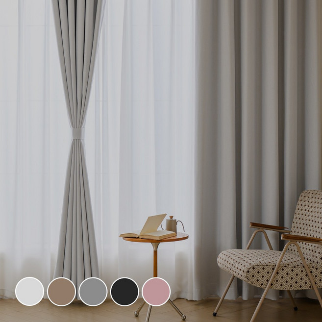 모잠 99.99% 빛차단 거실 호텔식 암막커튼 2장세트 열차단 방풍 아일렛형