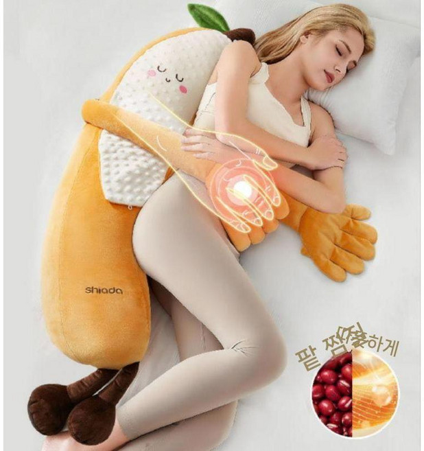 토닥토닥 바디필로우 쿠션 타격형 대형 바나나 인형 리모컨 온찜질 베개 죽부인, 성인 10A 항균 바나나 킹 리모컨 팥찜질