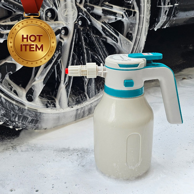 세차 전동 분무기 스노우 폼건 충전식 압축 분무기 2L, 화이트, 1개