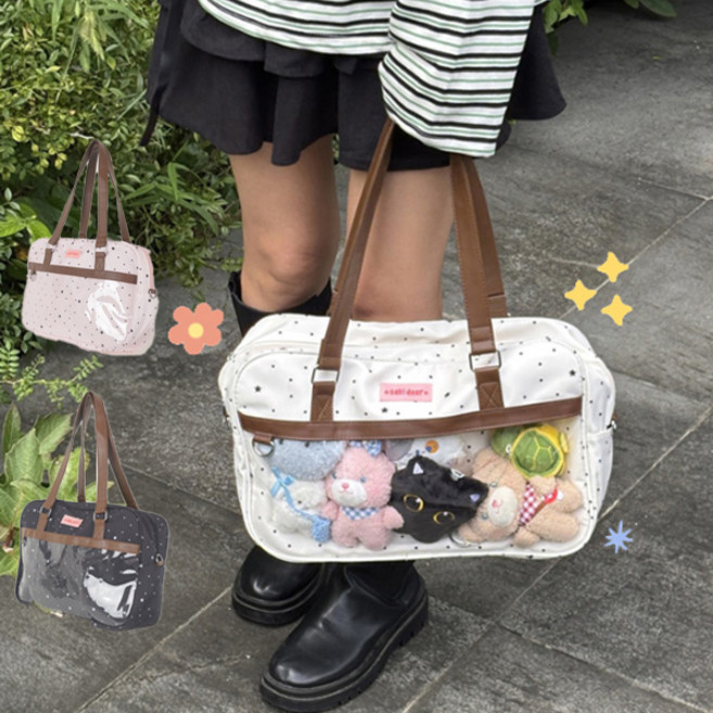 [굿즈러버/오덕템] 보부상 오타쿠 PVC백 / 키링뱃지굿즈수납PVC아이패드숄더백