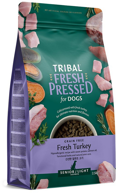 트라이벌 프레쉬 프레스드 칠면조 노령견 (일반키블) 2.5kg, 1개