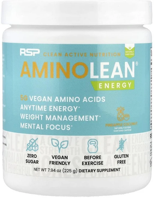 RSP 뉴트리션 아미노린 에너지 파인애플 코코넛 RSP Nutrition AminoLean® Energy Pineapple Coconut 225g, 1개 - 쿠팡