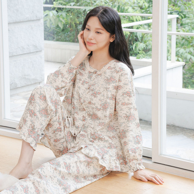 순면 여자 홈웨어 여성 잠옷 세트 여성 파자마 M5390 가드닝