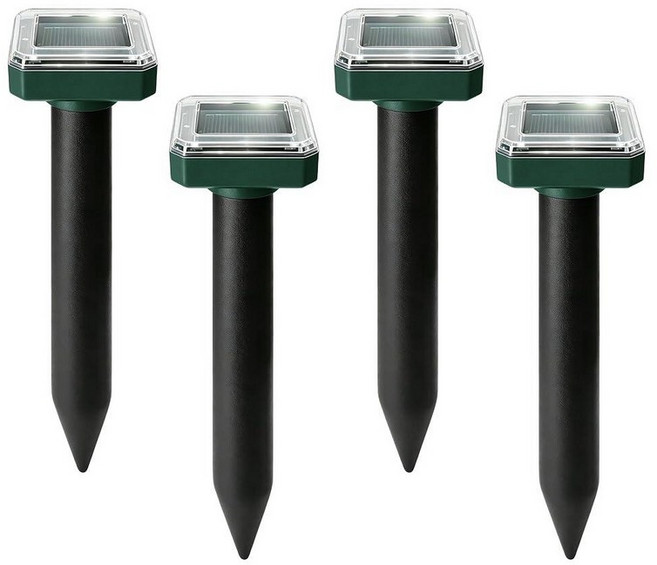 Mole Repellent Solar Powered 4 Pack Effective Snake Repellent for Yard Premium Sonic Chaser Stak, Normal (4 Piece)