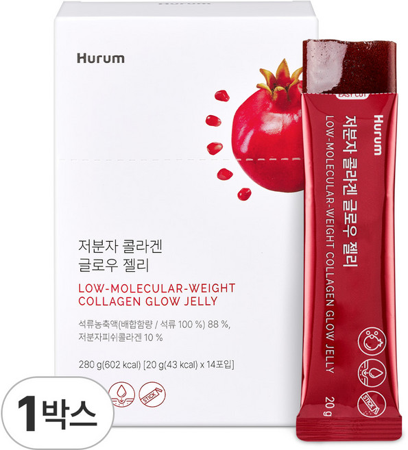 저분자 콜라겐 글로우 젤리 저분자 피쉬콜라겐 펩타이드 식약청인증 HACCP, 14회분, 1박스