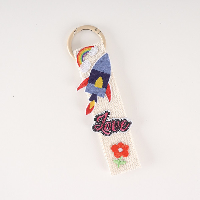 완제품 와펜 스트랩 키링 단체 선물 가방 꾸미기 귀여운 디자인 왕고리, 1개, 우주 크림