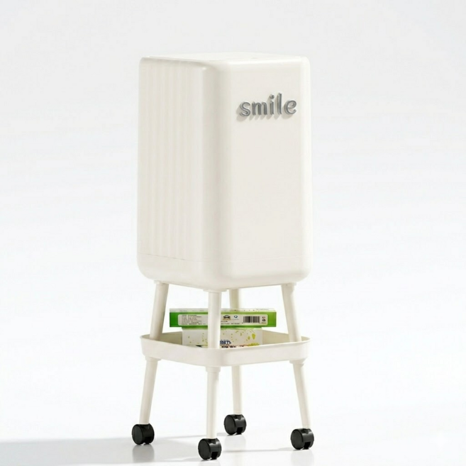 OnB 키높이 쓰레기통 리빙 인테리어 휴지통 스탠딩형 분리수거함, 화이트(White)