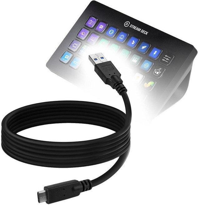 BoxWave Elgato Stream Deck XL과 호환되는 케이블 - DirectSync PD 3m(10피트) USB-C to (100W) 롱 타입 C 브레이드 나일론