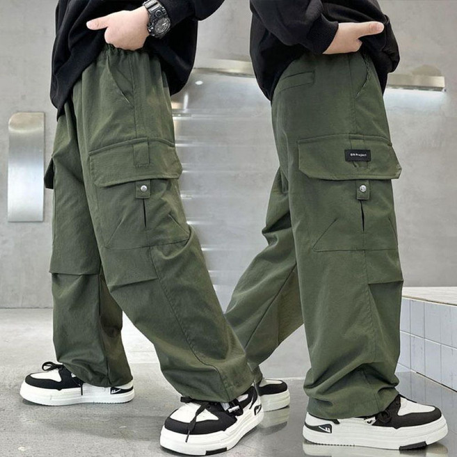 아동 주니어 초등학생 캐주얼 카고 봄 가을 남아 와이드 바지