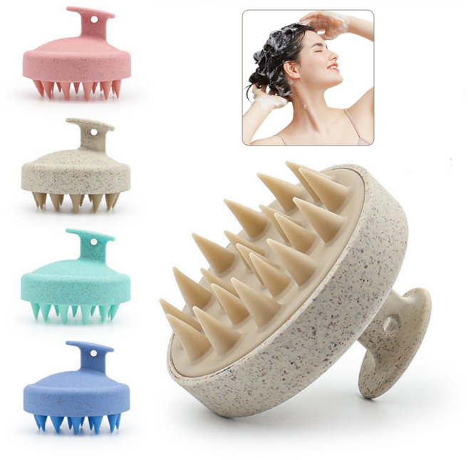 실리콘 샴푸 브러쉬 두피 마사지 일체형 두피 브러쉬 4개 한세트, 1개, 핑크+베이지+그린+블루
