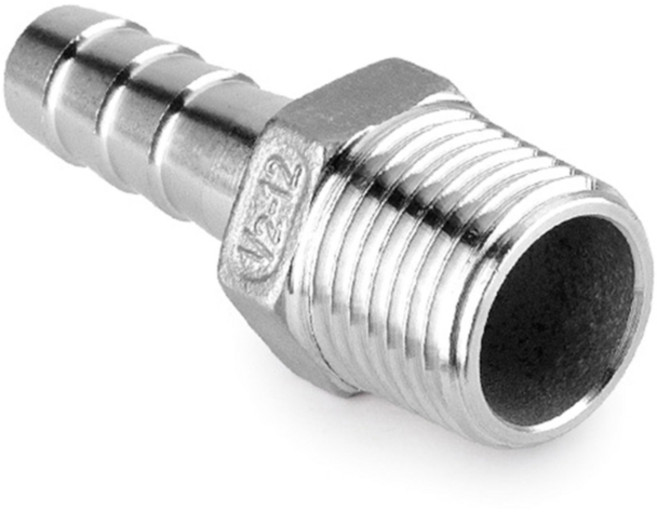 3/8" 1/2" BSPT 남성 8mm 12mm 호스 바브 커넥터 304 스테인리스 스틸 커플러, 1개