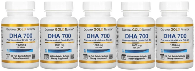 California Gold Nutrition DHA 700 1000mg 캘리포니아골드 피쉬 오일 Fish Oil, 5개, 30정 - 쿠팡