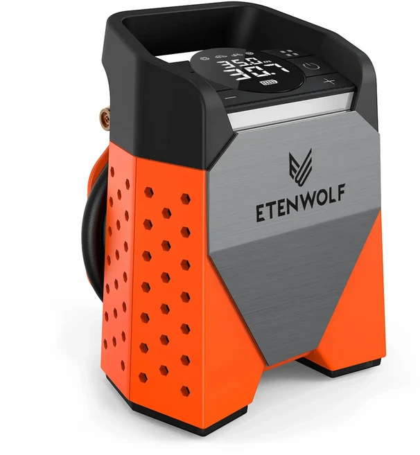 ETENWOLF ZEPHYR S3 휴대용 타이어 팽창기 100% 듀티 사이클 160 PSI 자동차 공기 압축기 7800mAh 오토바이, 1개, 1)bright orange