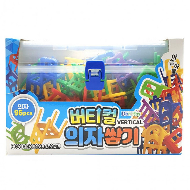 버티컬 의자쌓기 96PCS 균형놀이 밸런스게임 보드게임, 혼합, 1개