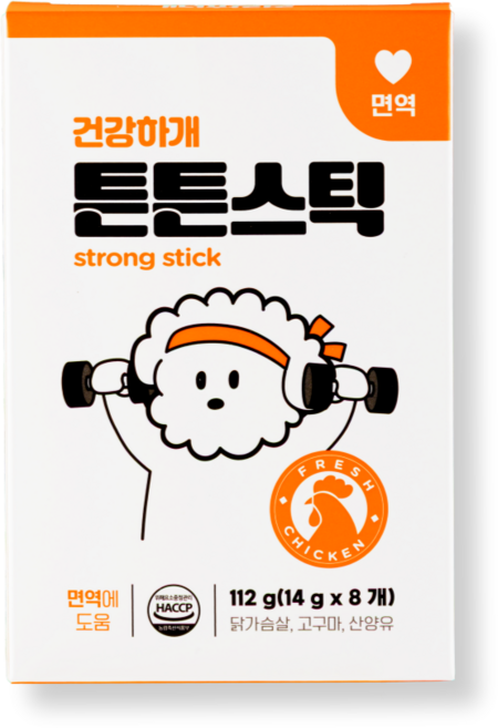 [건강하개] 프리미엄 강아지 짜먹는 간식 튼튼스틱 면역, 8개, 14g, 닭