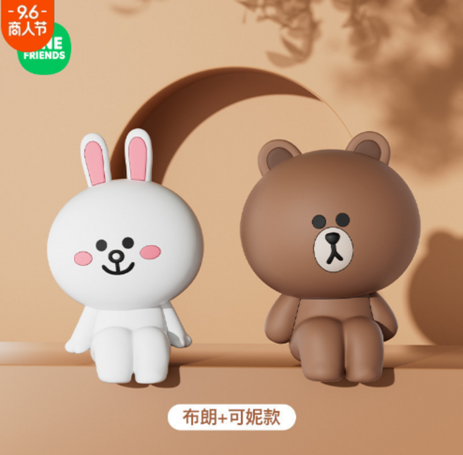 라인프렌즈 자동차 피규어 인형장식 캐릭터인형 차량용 장식품 거실꾸미기 차량인테리어용품, 1개, 브라운과 코니