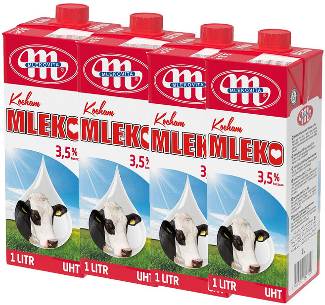 믈레코비타 멸균우유, 1L, 4개