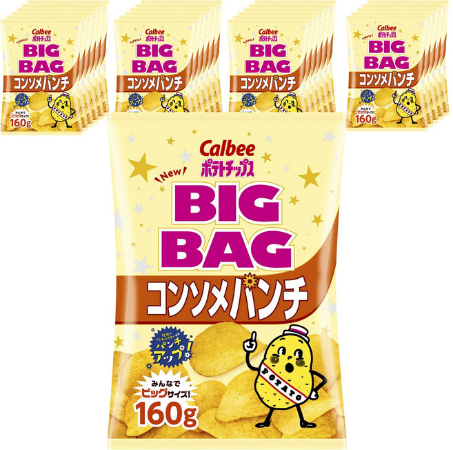 Calbee 卡樂比 洋芋片大袋清湯料 170gx12 包 170 公克 (x12), 24個, 160g
