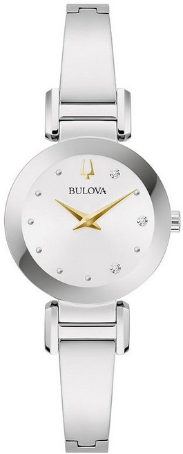 Bulova Marc Anthony 여성용 모던 다이아몬드 스테인리스 스틸 뱅글 팔찌 시계 스틸 드레스