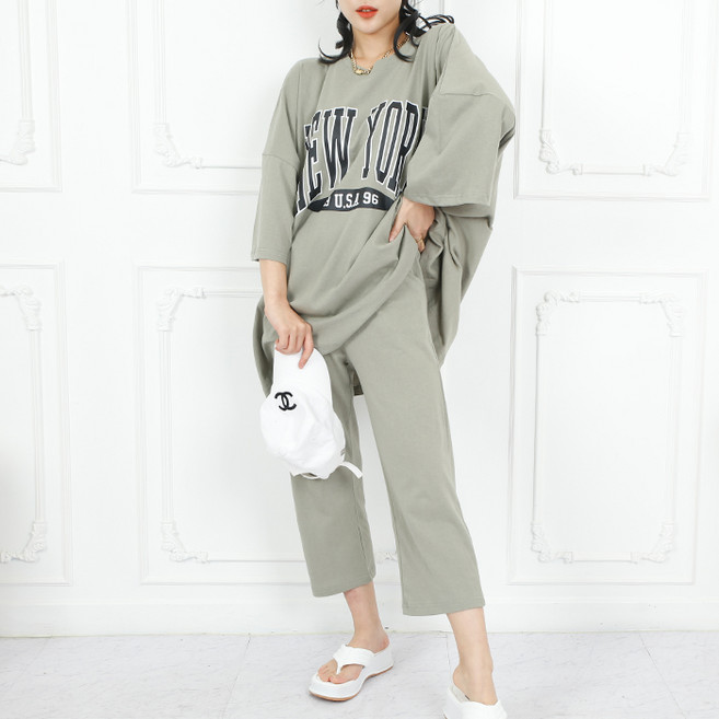 순이들 여성 뉴욕 레터링 7부 반팔세트