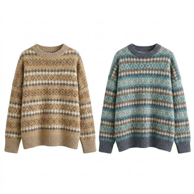 리벨르 여성 라운드 니트티 노르딕 스웨터 티셔츠 2종 세트