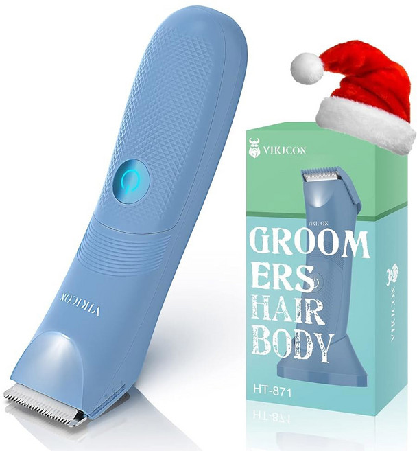 남성용 VIKICON 맨스케이프 트리머 - 볼/퍼빅/사타구니/다리/가슴 제모 라이트 & 세라믹 블레이드 IPX7 방수 바디 그루머 USB-C 충전 아빠를 위한 선물용 닉스, Blue