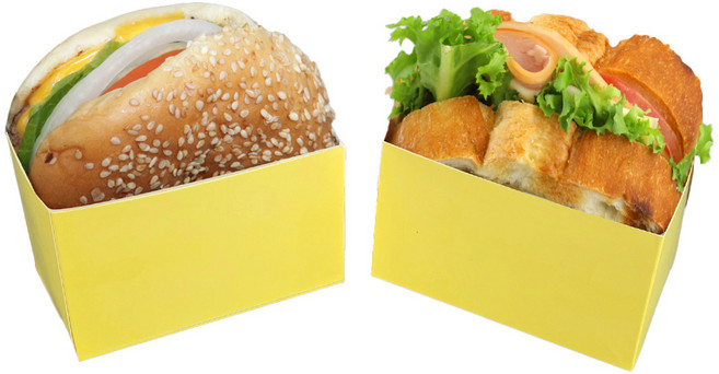 포담팩 도넛홀더 토스트 샌드위치 버거 종이트레이 노랑, 200개