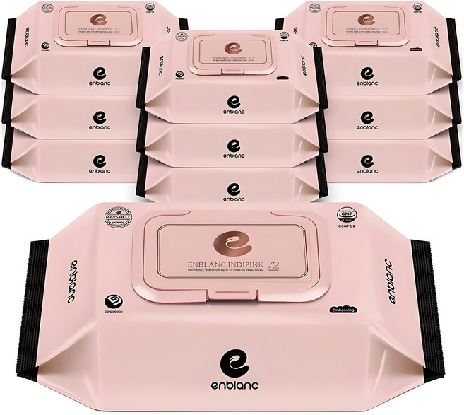 앙블랑 인디핑크 아기물티슈 캡형, 63g, 72매, 10개