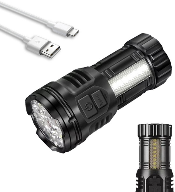 67g 초경량 미니 손전등 LED 충전식 후레쉬 자석 랜턴 오래가는 조명 산책, 1개, 블랙