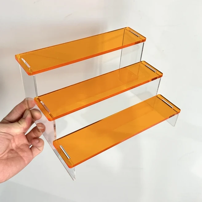 스탠드 타공판 컬러 아크릴 라이저 디스플레이 선반 다층 정리함 스탠드 수제 피규어 Funko POP 선반 컵케, Orange, 1개