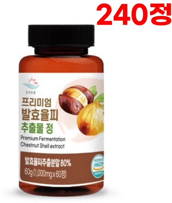 프리미엄 발효율피 추출물 정 추출분말80% 1000mg 60 정 1박스 (2개월분), 4개, 60정