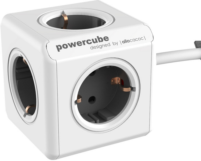 파워큐브V1 고용량 멀티탭 5구 오리지널 화이트 디자인 콘센트 인테리어 예쁜 멀티코드, 03_A 익스텐디드 (독 포함) 1.5/3m, 화이트/그레이 3m, 1개, 화이트/그레이, 3m