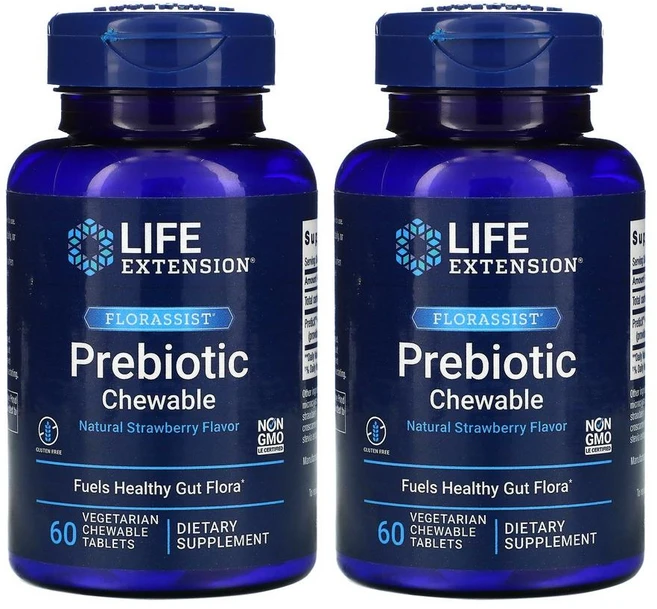 라이프익스텐션 프리바이오틱 츄어블 자일로올리고당 섬유질 30정 딸기맛 2통, 2개 - 쿠팡