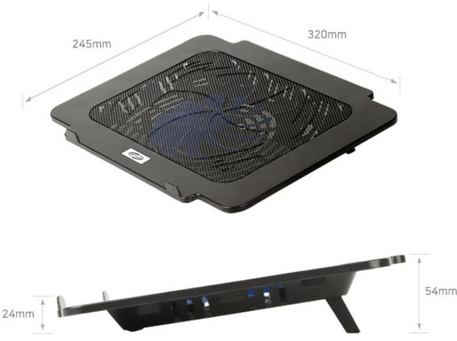 노트북 120mm 쿨링팬 패드 거치대 15.6인치 USB전원 노트북 받침대 스탠드 높이조절, 1개