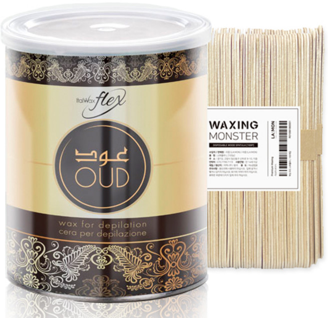 ITALWAX 넓은부위용 소프트 플렉스 틴 우드 800g + 왁싱몬스터 스파츌라 L 100개입, 1개