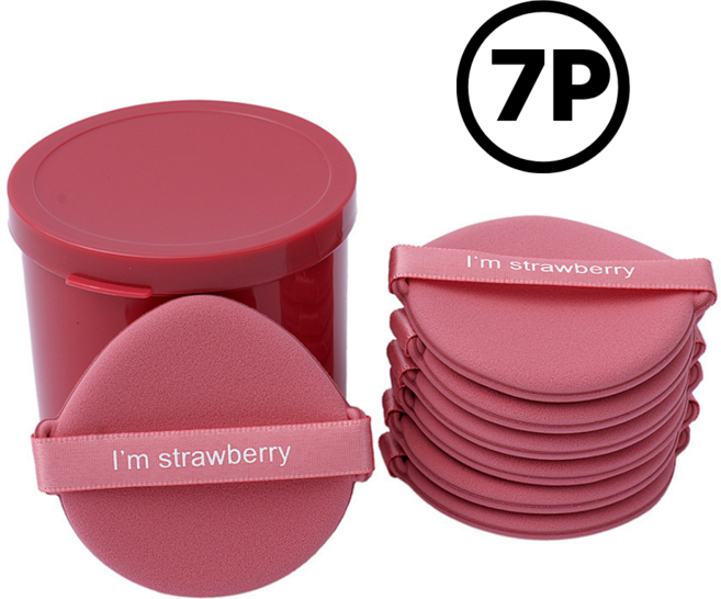 원형 밀착 에어 쿠션 찰떡 퍼프, 7개, 핑크