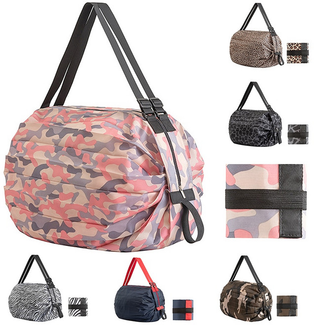 공구리빙 돌돌접어 장바구니 휴대용 접이식 에코백 빅사이즈, 1개, 네이비