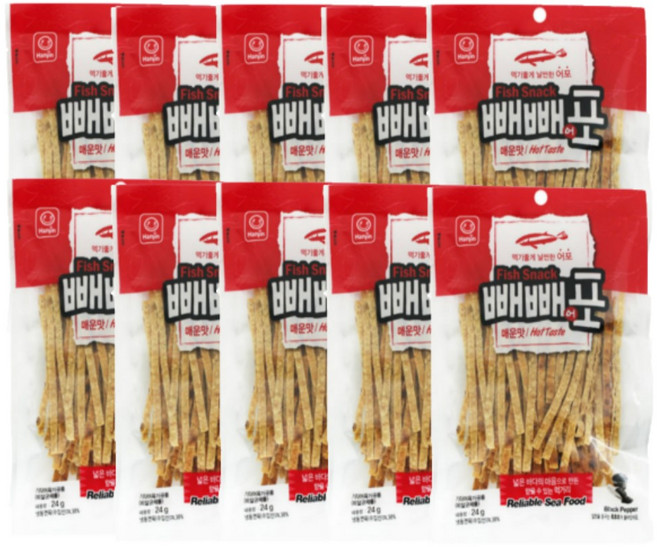한진식품 빼빼어포 매운맛, 24g, 10개