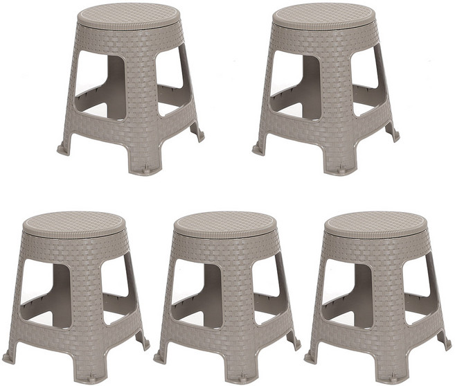 지오리빙 플라스틱 라탄 의자, 라탄의자 회전(그레이), 5개