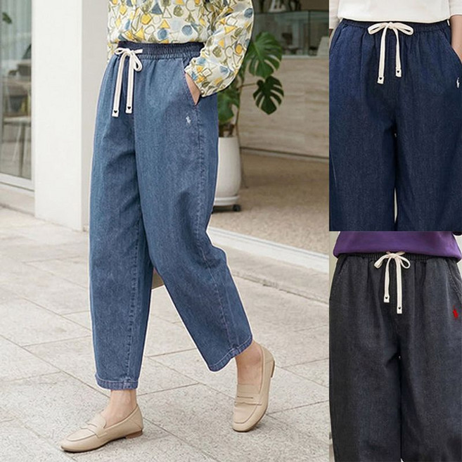 로즈맘 엄마옷 로즈맘 누엘자수밴딩배기청바지