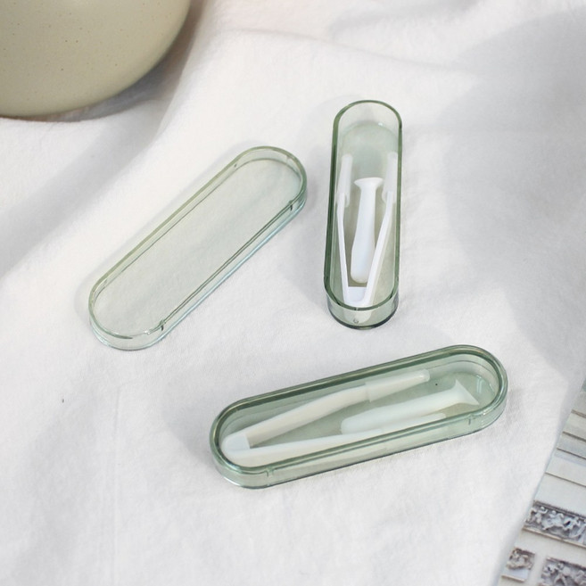 렌즈 착용 보조 도구 집게&봉 휴대용 위생 관리 세트 2개