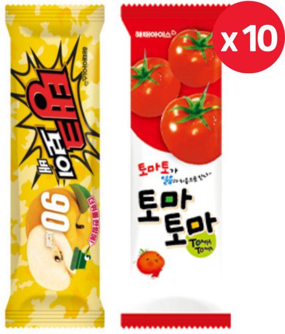 해태 아이스크림 120ml 탱크보이 배 10개+토마토마 10개