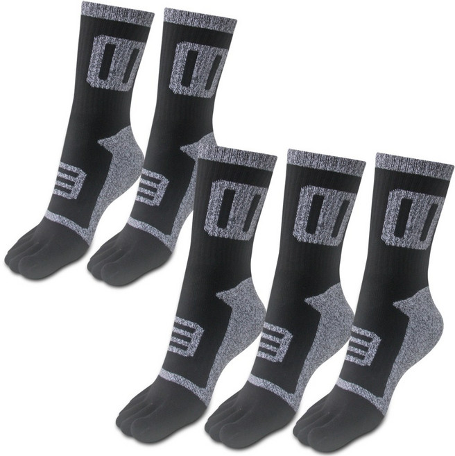 남자 두툼한 이중바닥 등산 스포츠 쿠션 발가락양말 중목 5켤레