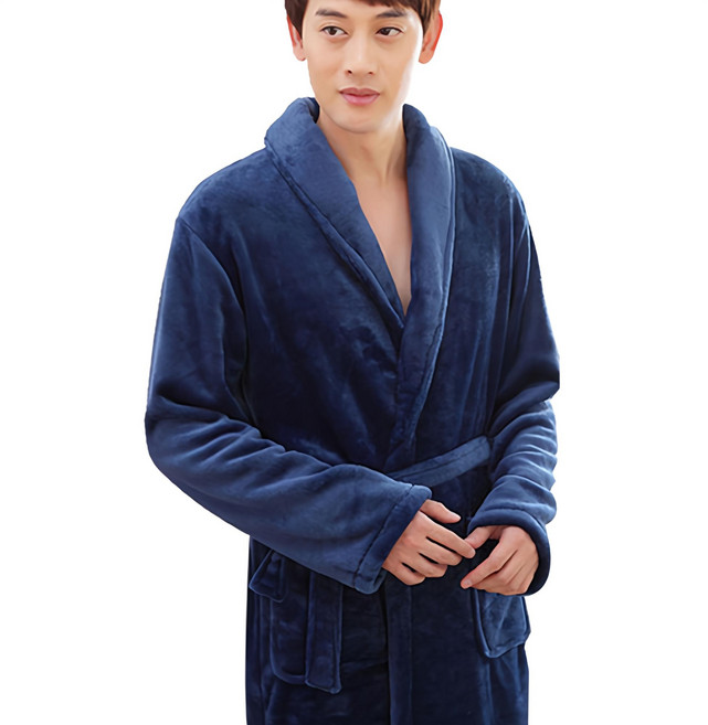 러브핑코 남성용 극세사 샤워가운, 네이비, 1개