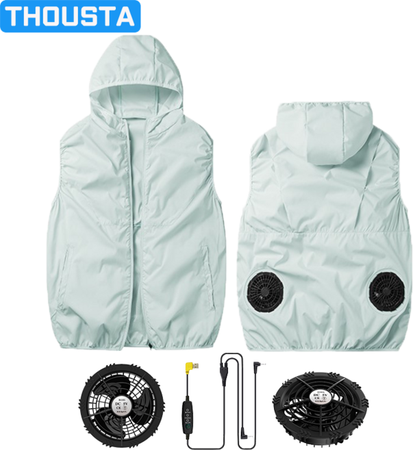 THOUSTA 여름 아이스 얼음 선풍기 조끼 쿨링 에어컨 냉풍 작업복