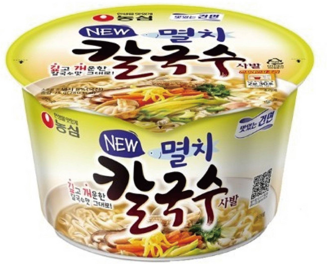 농심 멸치칼국수 사발 75g, 14개