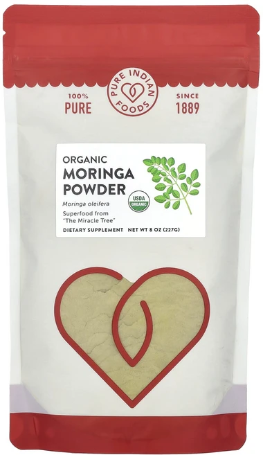 효과가 좋은 Pure Indian Foods 유기농 모링가 분말 227g(8oz) 고급제품, PureIndianFoods유기농모링가분말227g8oz, 227g, 1개 - 쿠팡