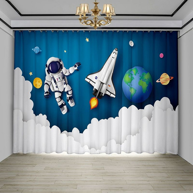 아동 우주인 커튼 아동커튼 우주인커튼 방한커튼 암막커튼 아이방커튼 붙이는커튼 아들방커텐