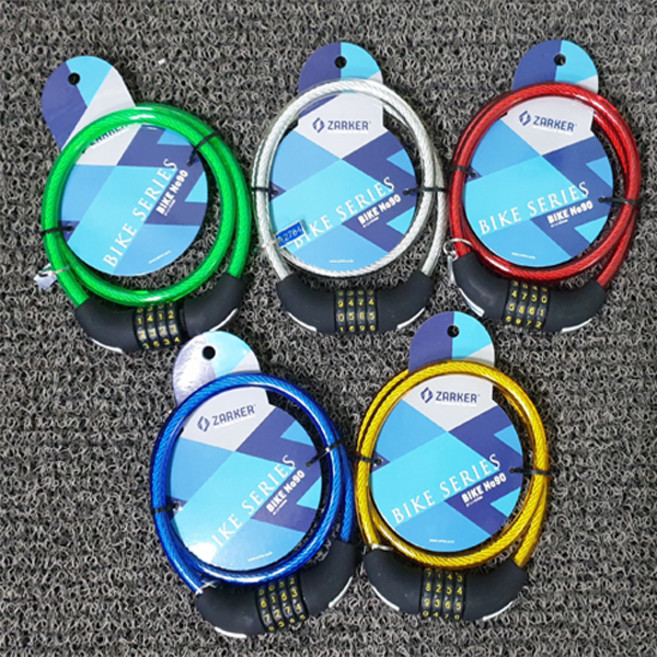 자커 자전거자물쇠 번호키타입 바이크잠금장치 쇠사슬자물쇠 자전거결속, 빨강, 1개