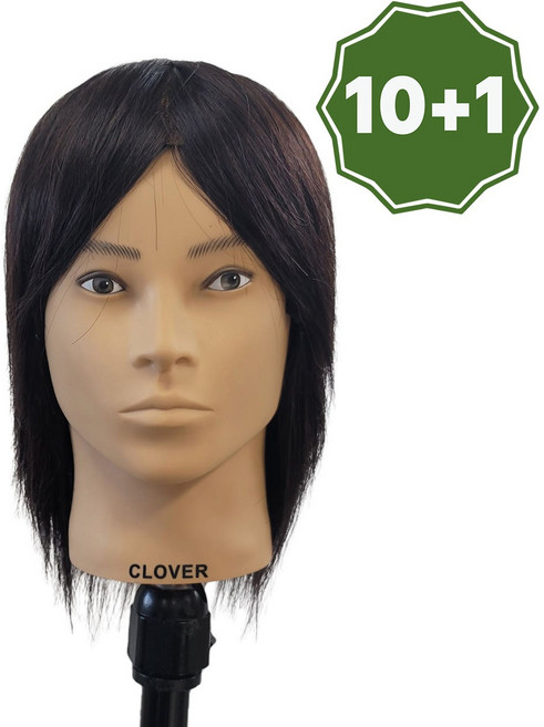 [클로버]연습용 남성 통가발 100%인모 12인치(수염없음), M11A1012BL-M(수염없음), 1개